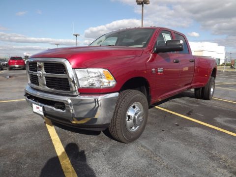 Deep Cherry Red Crystal Pearl Dodge Ram 3500 HD ST Crew Cab 4x4 Dually.  Click to enlarge.
