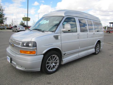 Sheer Silver Metallic Chevrolet Express 1500 AWD Passenger Conversion Van.  Click to enlarge.