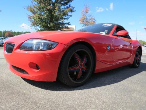 Bright Red BMW Z4 2.5i Roadster.  Click to enlarge.