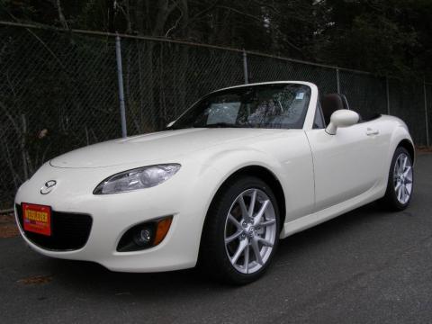 Marble White Mazda MX-5 Miata Grand Touring Roadster.  Click to enlarge.
