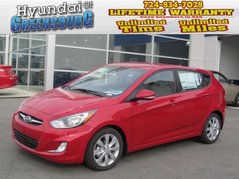 Boston Red Hyundai Accent SE 5 Door.  Click to enlarge.