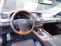  2013 Lexus LS Black and Saddle Tan/Matte Dark Brown Ash Burl Interior #12