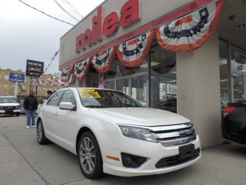 White Platinum Tri-coat Metallic Ford Fusion SEL V6 AWD.  Click to enlarge.