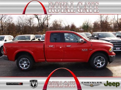 Flame Red Ram 1500 Laramie Quad Cab 4x4.  Click to enlarge.