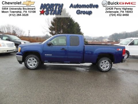 Heritage Blue Metallic GMC Sierra 1500 SLE Extended Cab 4x4.  Click to enlarge.