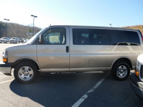 Sandstone Metallic Chevrolet Express LT 1500 AWD Passenger Van.  Click to enlarge.