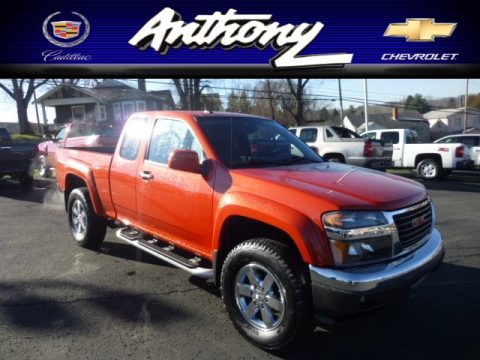 Red Orange Metallic GMC Canyon SLE Extended Cab 4x4.  Click to enlarge.