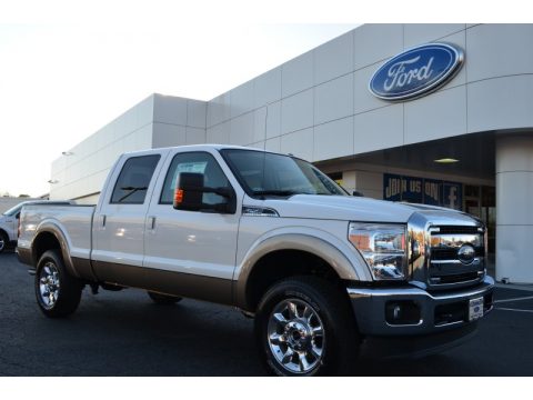 White Platinum Tri-Coat Ford F250 Super Duty Lariat Crew Cab 4x4.  Click to enlarge.