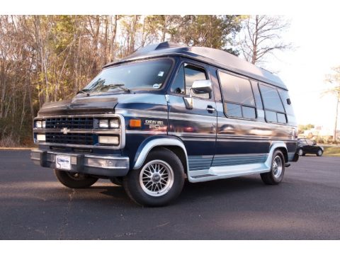 Indigo Blue Metallic Chevrolet Chevy Van G20 Passenger Conversion.  Click to enlarge.