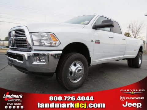 Bright White Dodge Ram 3500 HD Big Horn Crew Cab 4x4 Dually.  Click to enlarge.