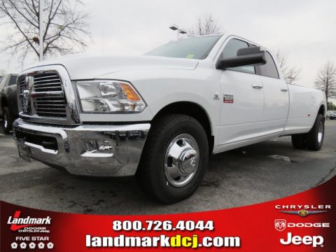 Bright White Dodge Ram 3500 HD Big Horn Crew Cab Dually.  Click to enlarge.