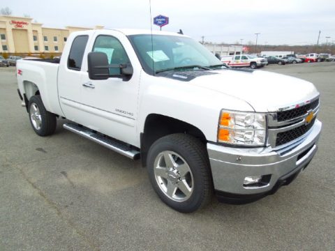 Summit White Chevrolet Silverado 2500HD LT Extended Cab 4x4.  Click to enlarge.