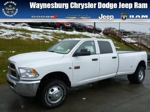 Bright White Dodge Ram 3500 HD ST Crew Cab 4x4 Dually.  Click to enlarge.