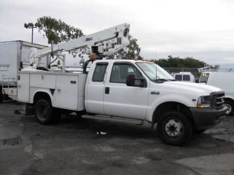 Oxford White Ford F450 Super Duty XL Supercab Chassis Stake Truck.  Click to enlarge.