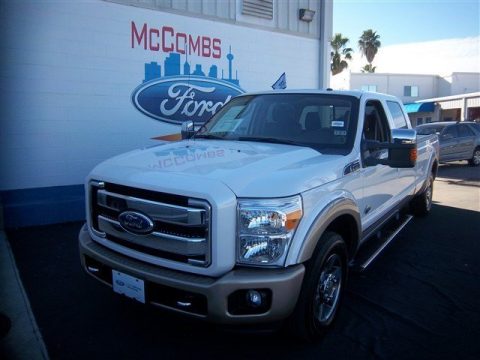 White Platinum Tri-Coat Metallic Ford F350 Super Duty King Ranch Crew Cab 4x4.  Click to enlarge.