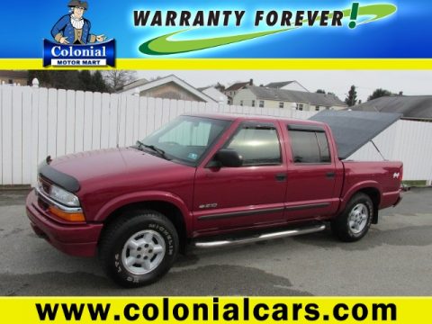 Dark Cherry Red Metallic Chevrolet S10 LS Crew Cab 4x4.  Click to enlarge.