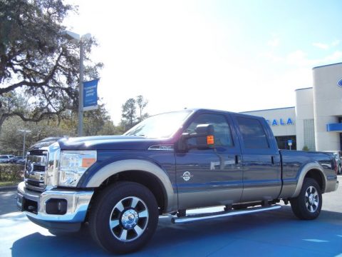 Blue Jeans Metallic Ford F250 Super Duty Lariat Crew Cab.  Click to enlarge.