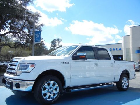White Platinum Metallic Tri-Coat Ford F150 Lariat SuperCrew.  Click to enlarge.