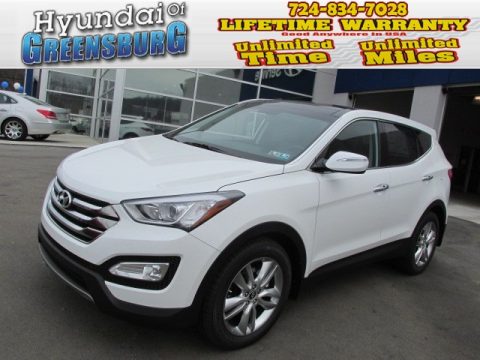 Frost White Pearl Hyundai Santa Fe Sport 2.0T AWD.  Click to enlarge.