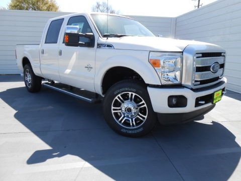 White Platinum Tri-Coat Ford F250 Super Duty Platinum Crew Cab 4x4.  Click to enlarge.