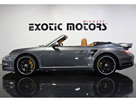 Meteor Grey Metallic Porsche 911 Turbo S Cabriolet.  Click to enlarge.