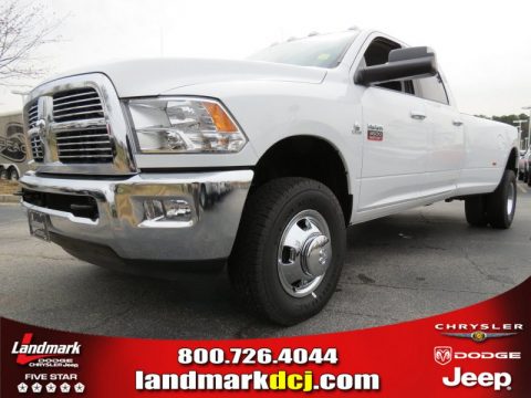 Bright White Dodge Ram 3500 HD Big Horn Crew Cab 4x4 Dually.  Click to enlarge.