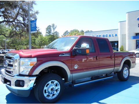 Ruby Red Metallic Ford F250 Super Duty Lariat Crew Cab 4x4.  Click to enlarge.