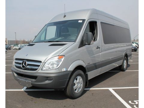 Brilliant Silver Metallic Mercedes-Benz Sprinter 2500 High Roof Passenger Van.  Click to enlarge.