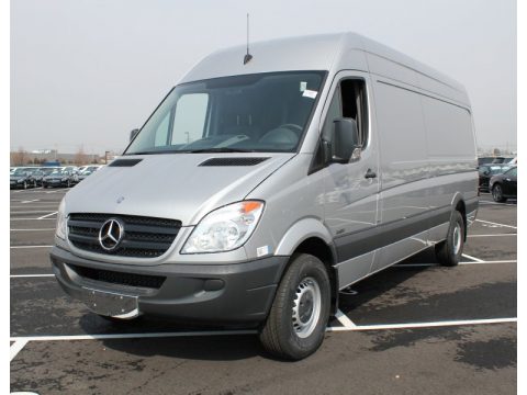 Brilliant Silver Metallic Mercedes-Benz Sprinter 2500 High Roof Cargo Van.  Click to enlarge.