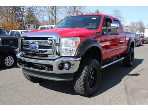 Vermillion Red Ford F250 Super Duty Lariat Crew Cab 4x4.  Click to enlarge.