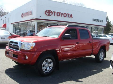 Barcelona Red Metallic Toyota Tacoma V6 SR5 Double Cab 4x4.  Click to enlarge.