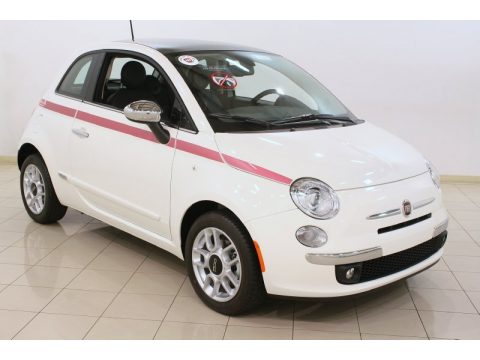 Bianco (White) Fiat 500 Pink Ribbon Limited Edition.  Click to enlarge.