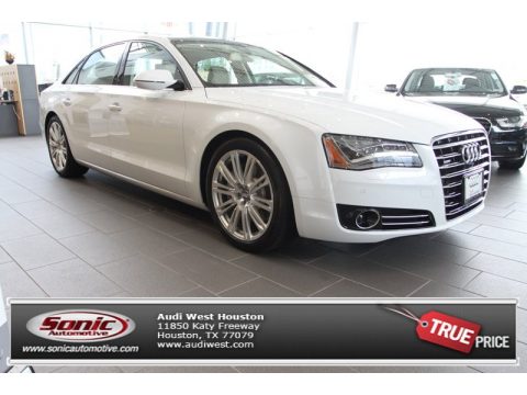 Glacier White Metallic Audi A8 L TDI quattro.  Click to enlarge.