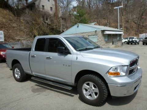 Bright Silver Metallic Dodge Ram 1500 SLT Quad Cab 4x4.  Click to enlarge.