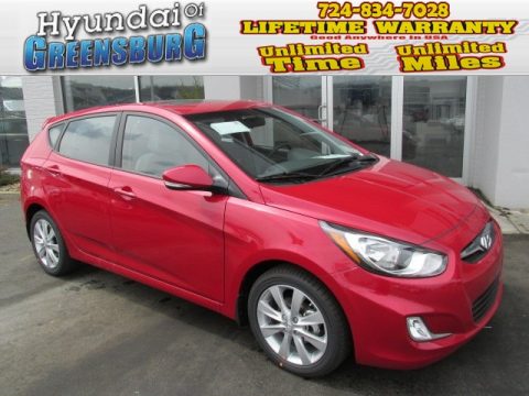 Boston Red Hyundai Accent SE 5 Door.  Click to enlarge.