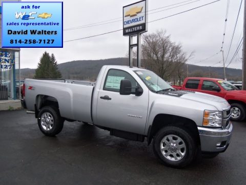 Silver Ice Metallic Chevrolet Silverado 3500HD LT Regular Cab 4x4.  Click to enlarge.