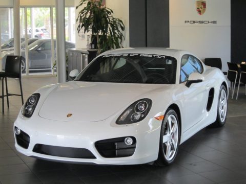 White Porsche Cayman S.  Click to enlarge.