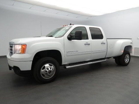 Summit White GMC Sierra 3500HD Denali Crew Cab 4x4 Dually.  Click to enlarge.