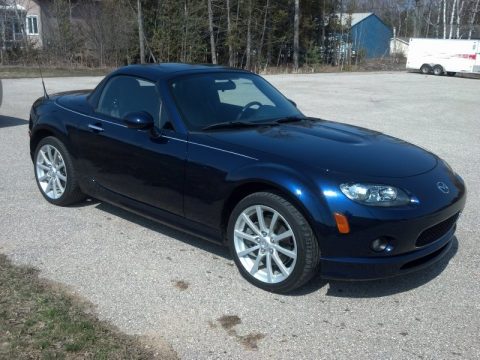 Stormy Blue Mica Mazda MX-5 Miata Grand Touring Hardtop Roadster.  Click to enlarge.