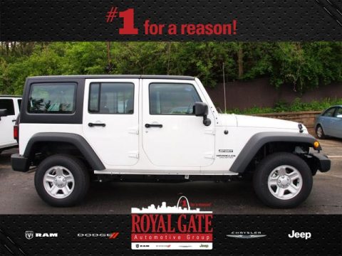Bright White Jeep Wrangler Unlimited Sport 4x4.  Click to enlarge.