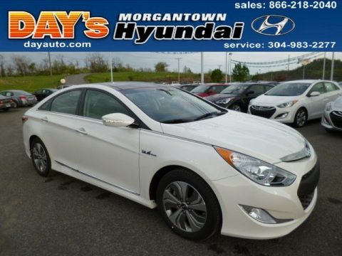 Porcelain White Pearl Hyundai Sonata Hybrid Limited.  Click to enlarge.