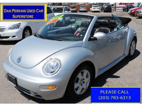 Reflex Silver Metallic Volkswagen New Beetle GLS Convertible.  Click to enlarge.