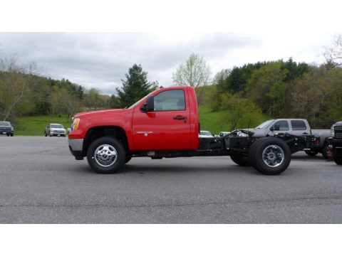 Fire Red GMC Sierra 3500HD SLE Regular Cab 4x4 Chassis.  Click to enlarge.