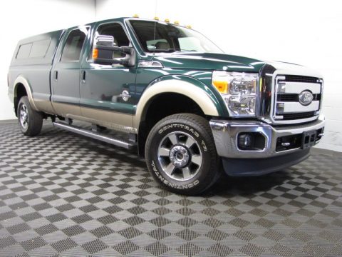 Forest Green Metallic Ford F350 Super Duty Lariat Crew Cab 4x4.  Click to enlarge.