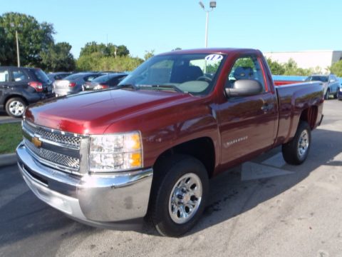Deep Ruby Metallic Chevrolet Silverado 1500 LS Regular Cab.  Click to enlarge.
