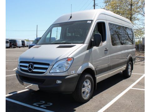 Brilliant Silver Metallic Mercedes-Benz Sprinter 2500 High Roof Passenger Van.  Click to enlarge.