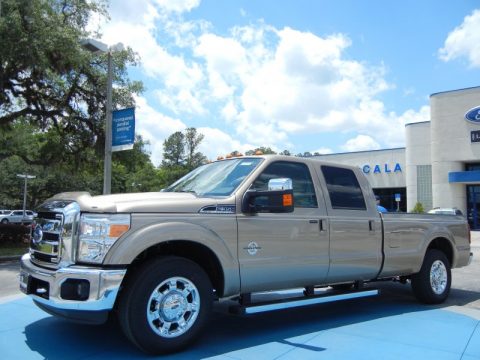 Pale Adobe Metallic Ford F350 Super Duty Lariat Crew Cab.  Click to enlarge.