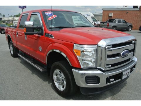 Vermillion Red Ford F250 Super Duty XLT Crew Cab 4x4.  Click to enlarge.