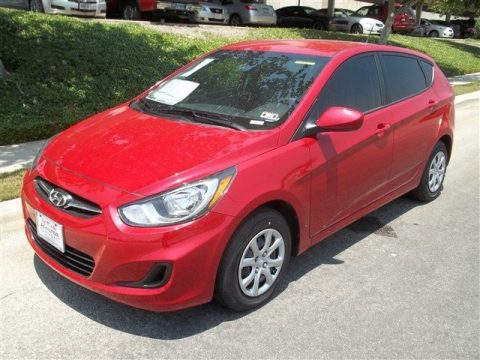 Boston Red Hyundai Accent GS 5 Door.  Click to enlarge.
