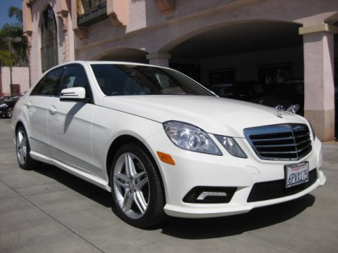 Arctic White Mercedes-Benz E 550 Sedan.  Click to enlarge.